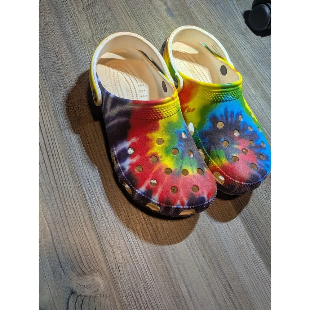 Tie Dye Crocs Classic Clogs Slip On Shoes Women's Size 9 - Picture 2 of 6